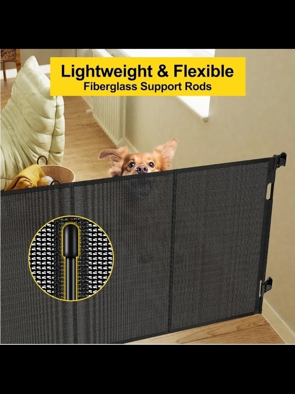 Black Retractable Safety Gate for Pets & Kids